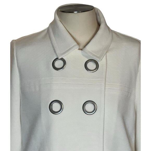Chico’s cream knit textured cropped moto jacket size 1 (8) - Picture 4 of 12